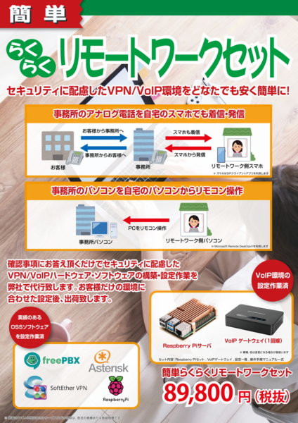 会社の電話とPCをリモコン操作「簡単らくらくリモートワークセット」を発売開始の画像